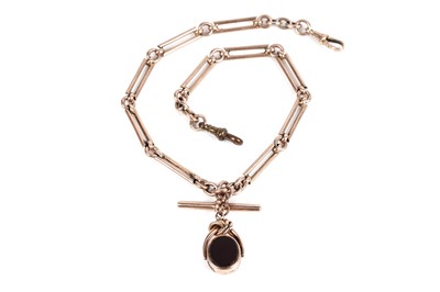 Lot 77 - A 10ct rose gold "Albert" fetter-link watch chain