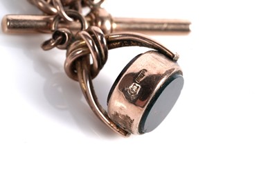 Lot 77 - A 10ct rose gold "Albert" fetter-link watch chain