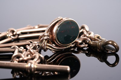 Lot 77 - A 10ct rose gold "Albert" fetter-link watch chain