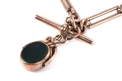 Lot 77 - A 10ct rose gold "Albert" fetter-link watch chain