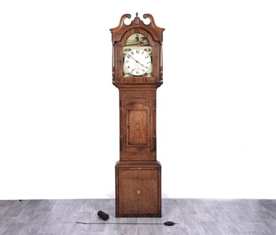 Lot 108 - George Stacey of Worksop: a 19th Century mahogany and oak inlaid 30-hour longcase clock