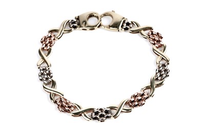 Lot 215 - A 9ct tri-colour gold bracelet