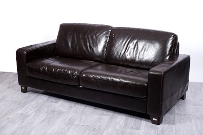 Lot 20 - A contemporary brown leather sofa