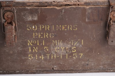Lot 90 - A Second World War six-pounder gun-sight, a shell and box
