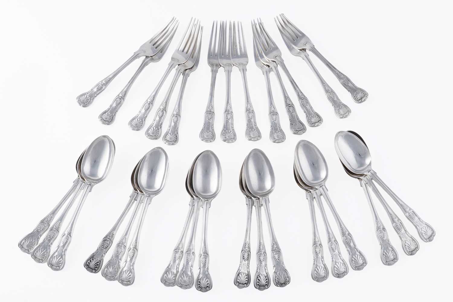 Lot 195 - A Victorian set of silver King’s pattern cutlery
