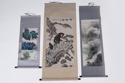 Lot 731 - Three Chinese scroll paintings