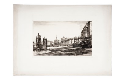 Lot 28 - Norman Thomas Janes - Cherry Garden Pier, Rotherhithe | etching