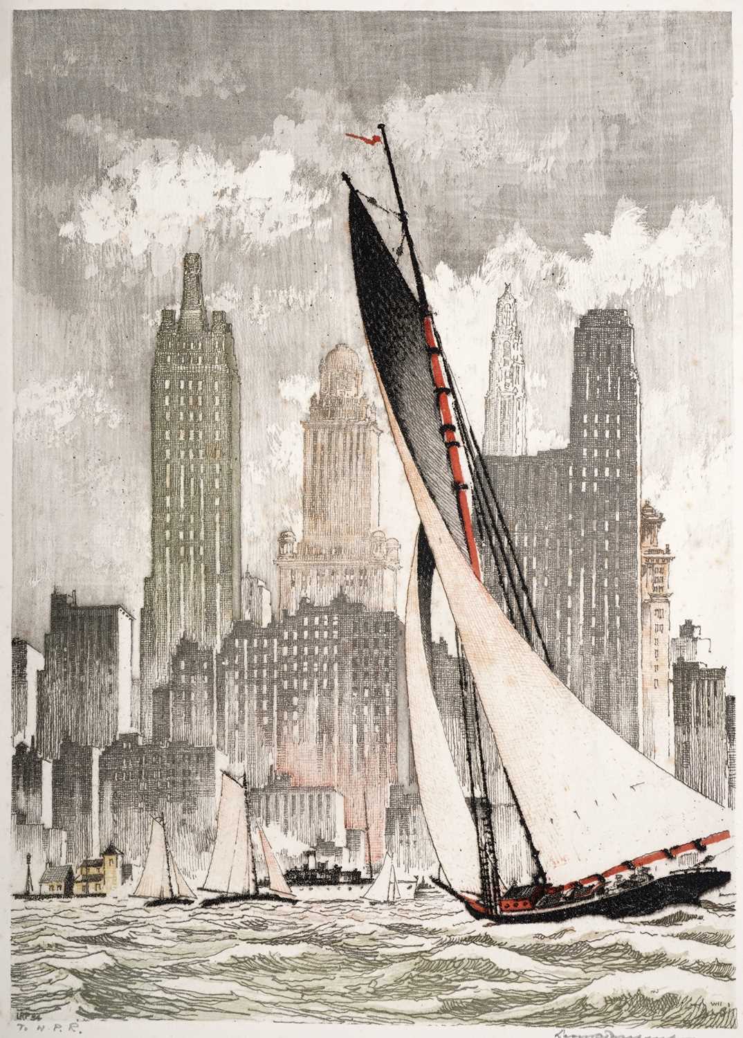 Lot 45 - Leon Rene Pescheret - Yachts, Chicago | etching