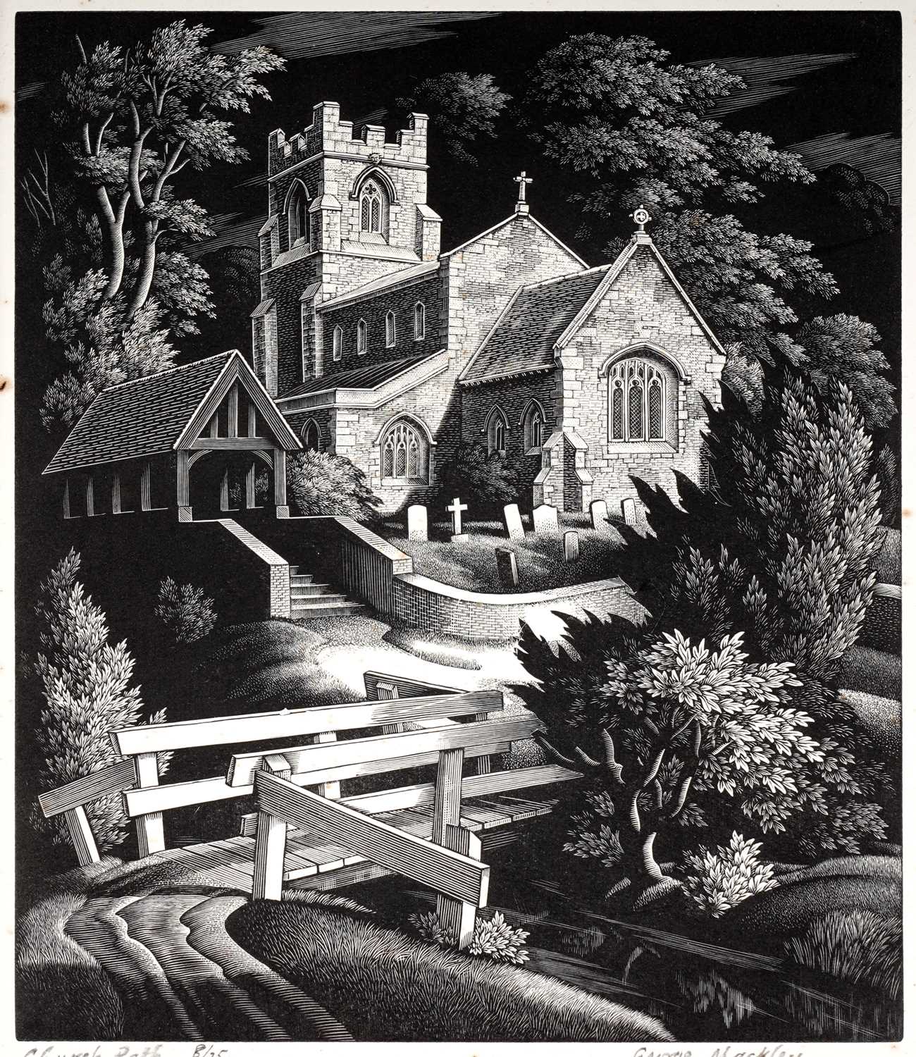 Lot 30 - George Mackley - Church Path | wood engraving