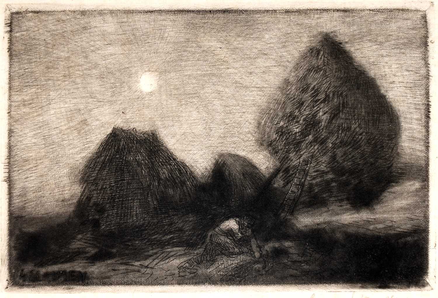 Lot 23 - Sir George Clausen - Ricks by Moonlight | etching