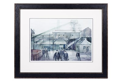 Lot 585 - Tom Dack - End of shift at the mine | watercolour
