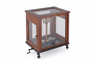 Lot 469 - A set of cased L. Oertling London E.C. chemist’s scales