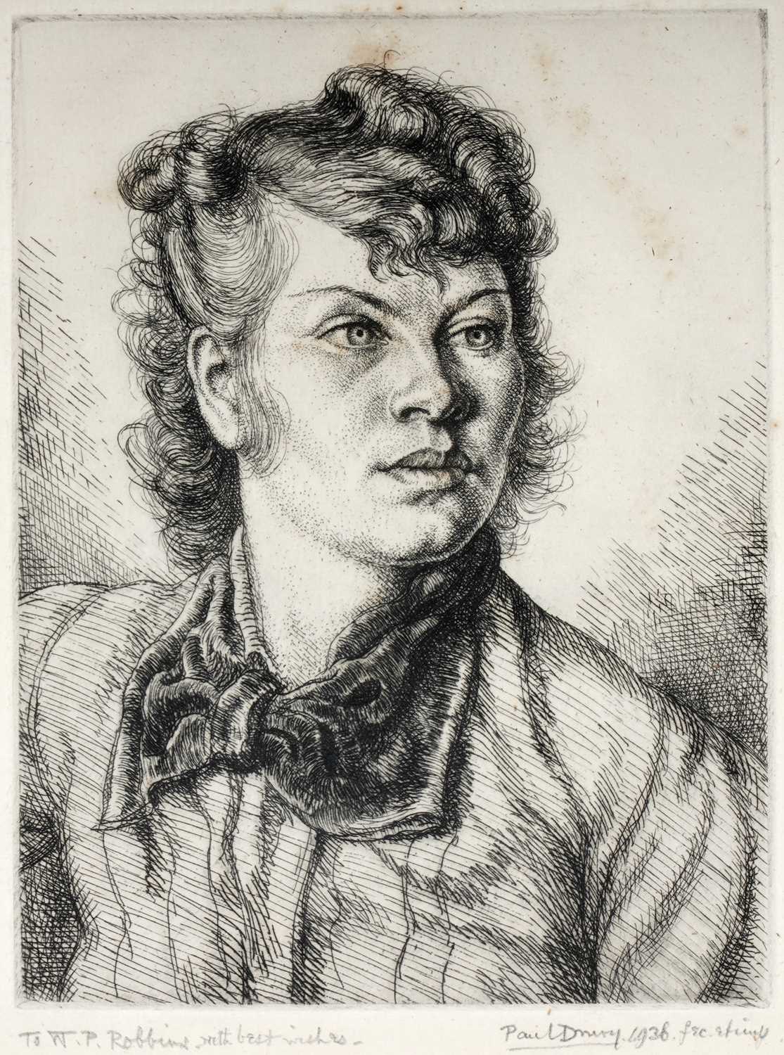 Lot 44 - Paul Drury - Lady with a Bow-Necked Blouse | etching