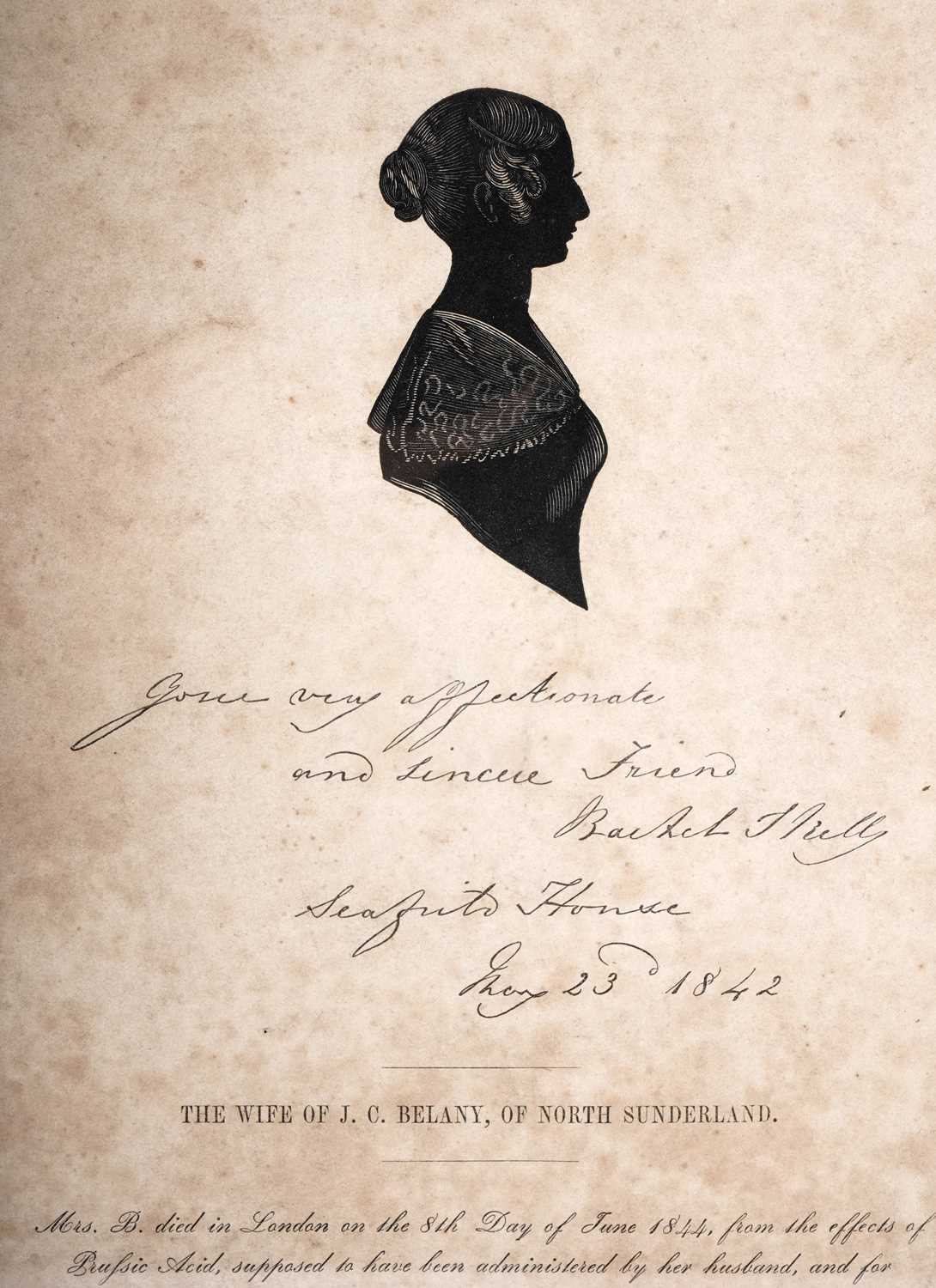 Lot 84 - (Crime Interest /Local History) Portrait of victim Rachel Belany | wood engraving