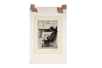 Lot 37 - Lilian Whitehead - A woman mending | etching