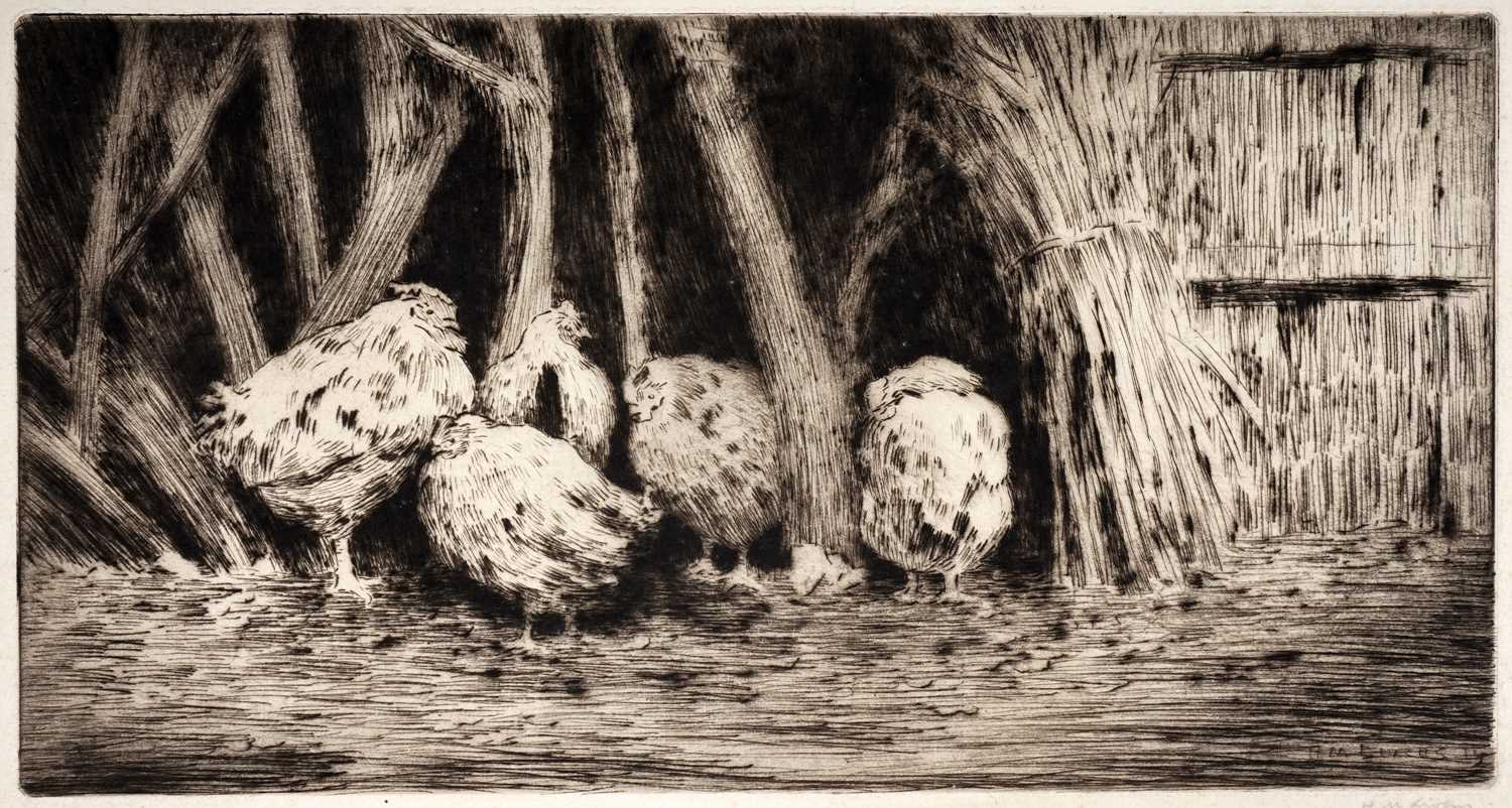 Lot 47 - Horace Mann Livens - Chickens | etching