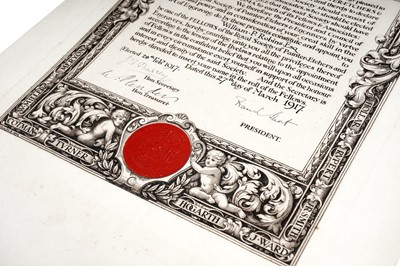 Lot 1 - The Royal Society of Painter-Etchers and Engravers Diploma of membership