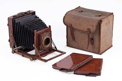Lot 129 - A Thornton Pickard ‘Ruby’ mahogany and brass plate camera