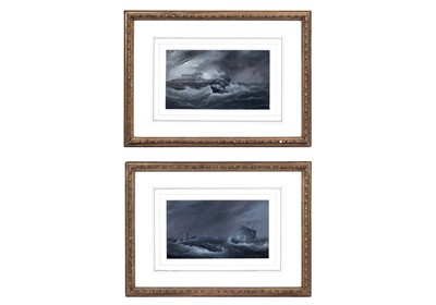 Lot 38 - J. Gilbert - Two studies of Ships off Tynemouth | oil