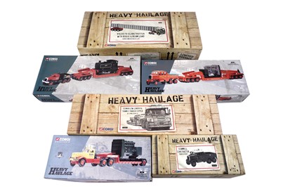 Lot 816 - A collection of six boxed Corgi 1:50 scale ‘Heavy Haulers’ diecast trucks and trailers