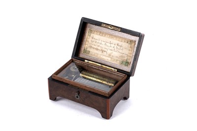 Lot 313 - A miniature Victorian inlaid burr maple cylinder music box