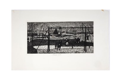 Lot 5 - Thomas William Ward - Northern townscape from a playground | etching