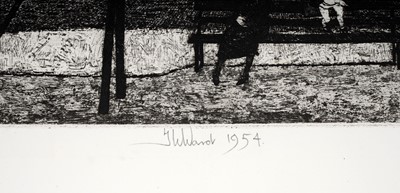 Lot 5 - Thomas William Ward - Northern townscape from a playground | etching