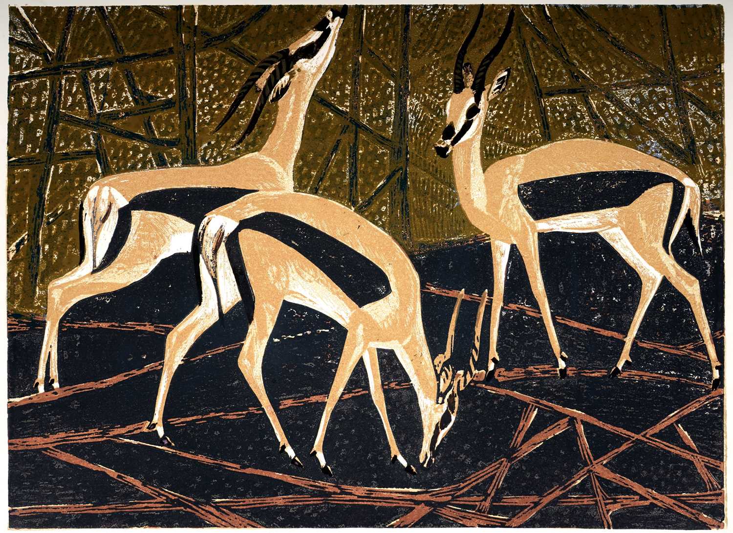 Lot 10 - James Thomas Armour Osborne - Gazelles | woodcut