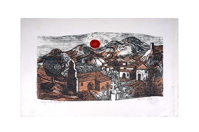 Lot 33 - Barbara Greg - Village in the Pyrenees. 2 | woodcut