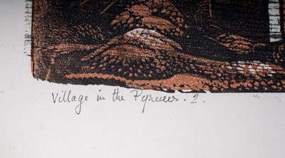 Lot 33 - Barbara Greg - Village in the Pyrenees. 2 | woodcut