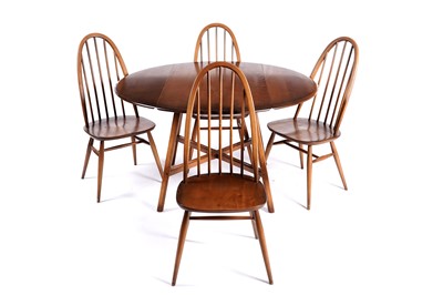 Lot 538 - Lucian Ercolani for Ercol: a model 384 ‘Windsor’ dropleaf table; and four model 365 ‘Quaker’ chairs