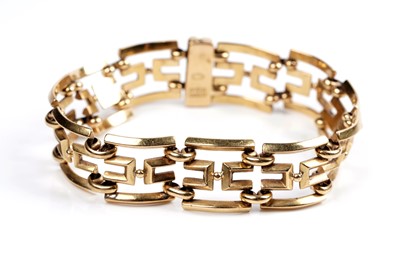 Lot 612 - A Chinese high carat gold fancy gate-link bracelet