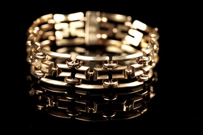 Lot 612 - A Chinese high carat gold fancy gate-link bracelet