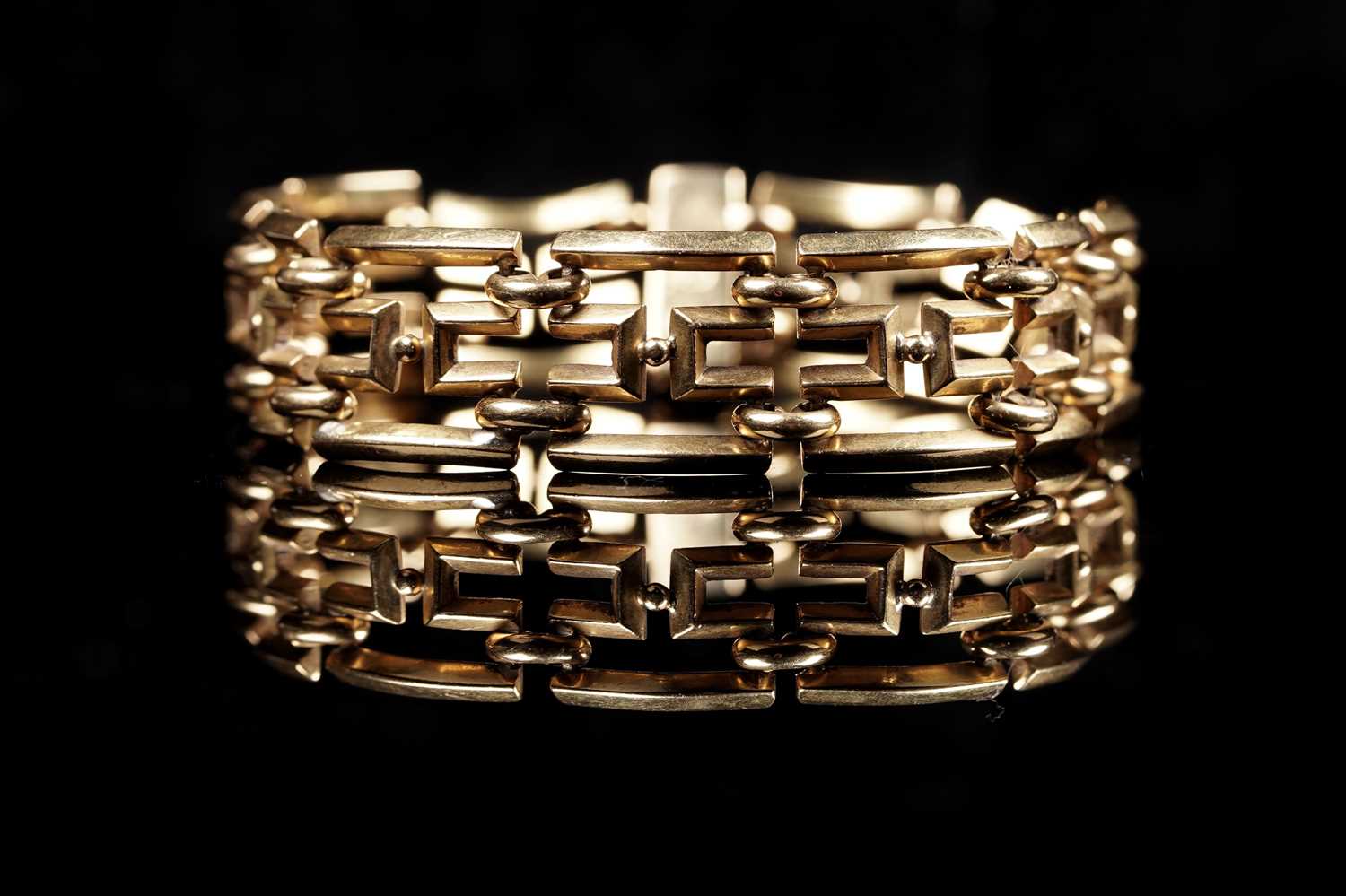 Lot 612 - A Chinese high carat gold fancy gate-link bracelet