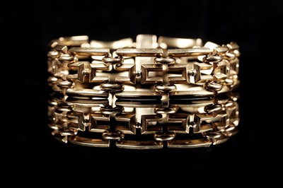 Lot 612 - A Chinese high carat gold fancy gate-link bracelet