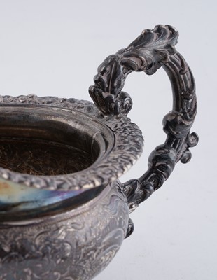 Lot 114 - A late George III silver three piece tea service
