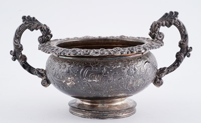 Lot 114 - A late George III silver three piece tea service