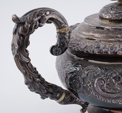 Lot 114 - A late George III silver three piece tea service