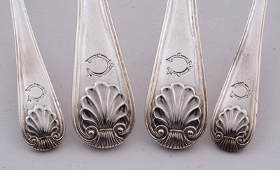 Lot 196 - A late Victorian silver part service of Military, Thread and Shell pattern flatware