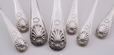 Lot 196 - A late Victorian silver part service of Military, Thread and Shell pattern flatware