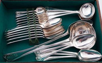 Lot 196 - A late Victorian silver part service of Military, Thread and Shell pattern flatware