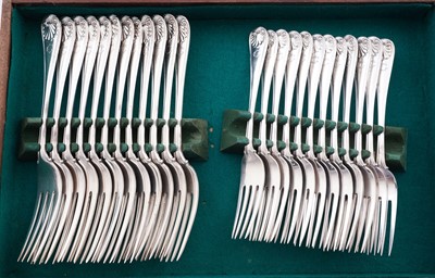 Lot 196 - A late Victorian silver part service of Military, Thread and Shell pattern flatware