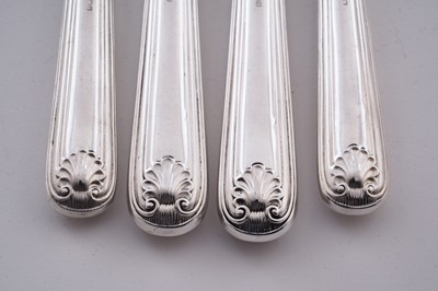 Lot 196 - A late Victorian silver part service of Military, Thread and Shell pattern flatware
