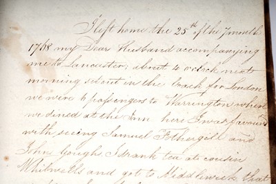 Lot 498 - A manuscript book containing 'A Copy of an Account of Rachel Wilson's Religious Visit'