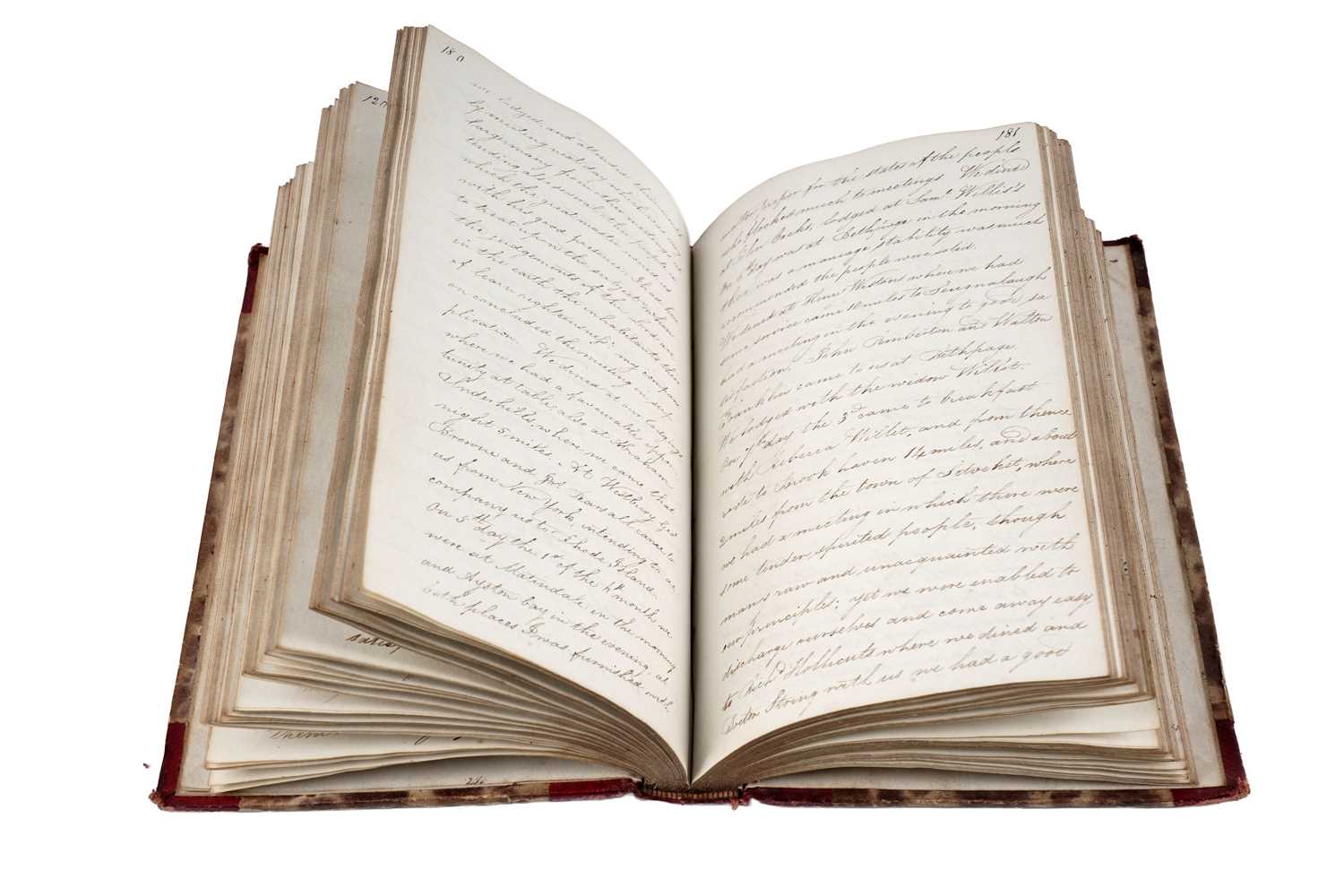 Lot 498 - A manuscript book containing 'A Copy of an Account of Rachel Wilson's Religious Visit'