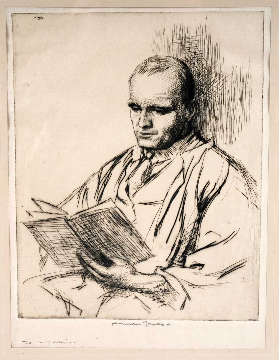 Lot 35 - Norman Thomas Janes - The reading professor | etching
