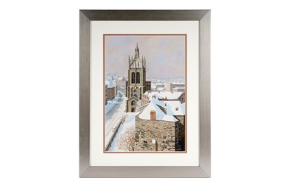 Lot 520A - Ivan Lindsay - Newcastle Cathedral in winter | oil