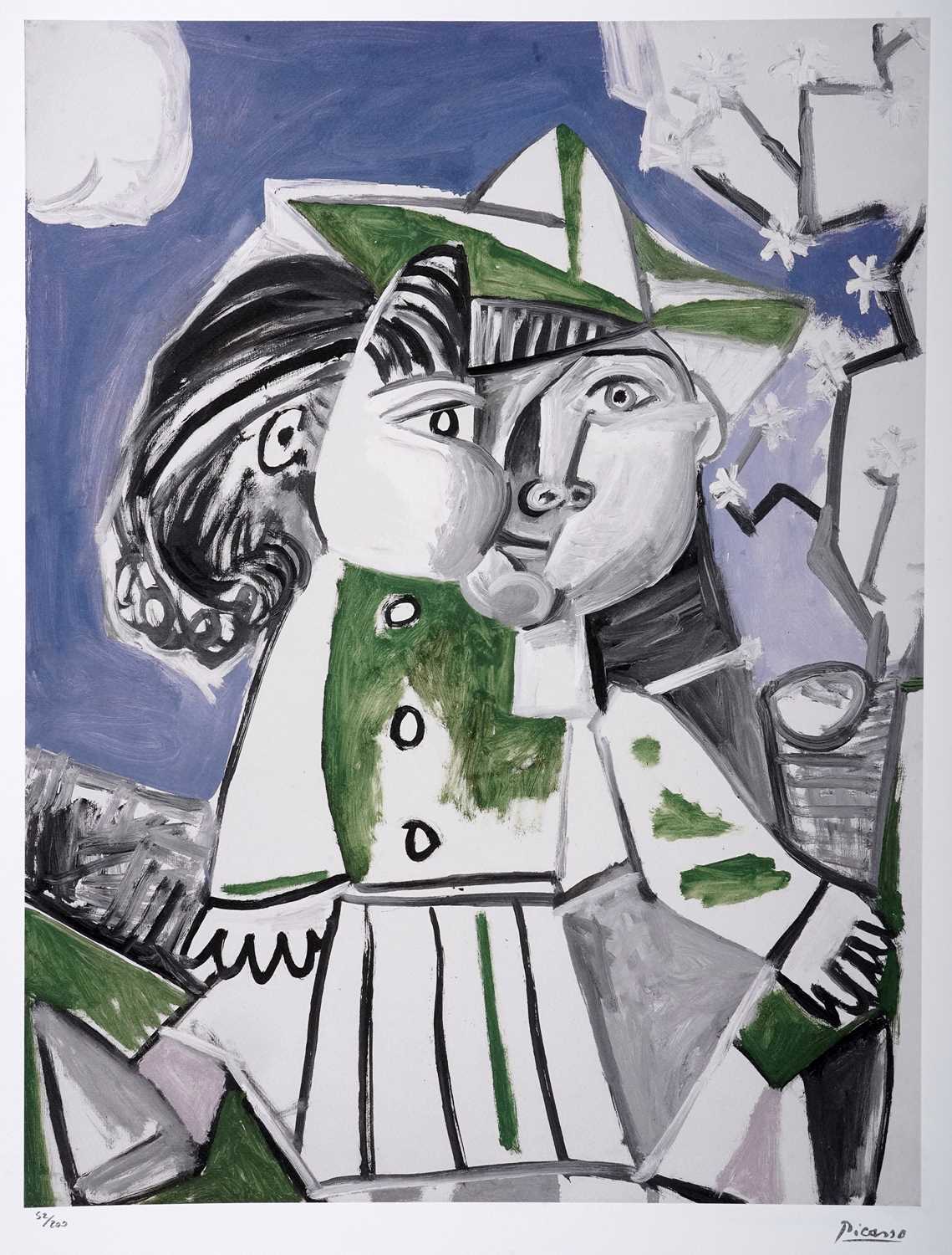 Lot 76 - After Pablo Picasso - Cubist portrait in blue and green | limited edition offset lithograph
