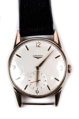 Lot 448 - Longines: a 9ct yellow gold cased manual wind wristwatch