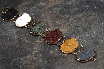 Lot 535 - A 19th Century lava cameo bracelet